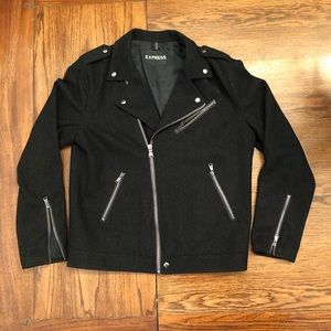 Express Black Wool Blend Bomber Jacket